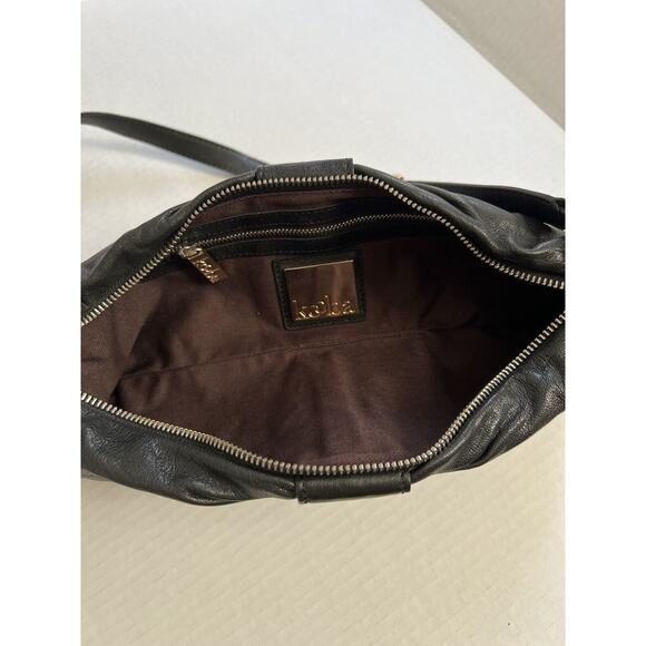 KOOBA BLACK LEATHER CONVERTIBLE CLUTCH SHOULDER BAG NWT